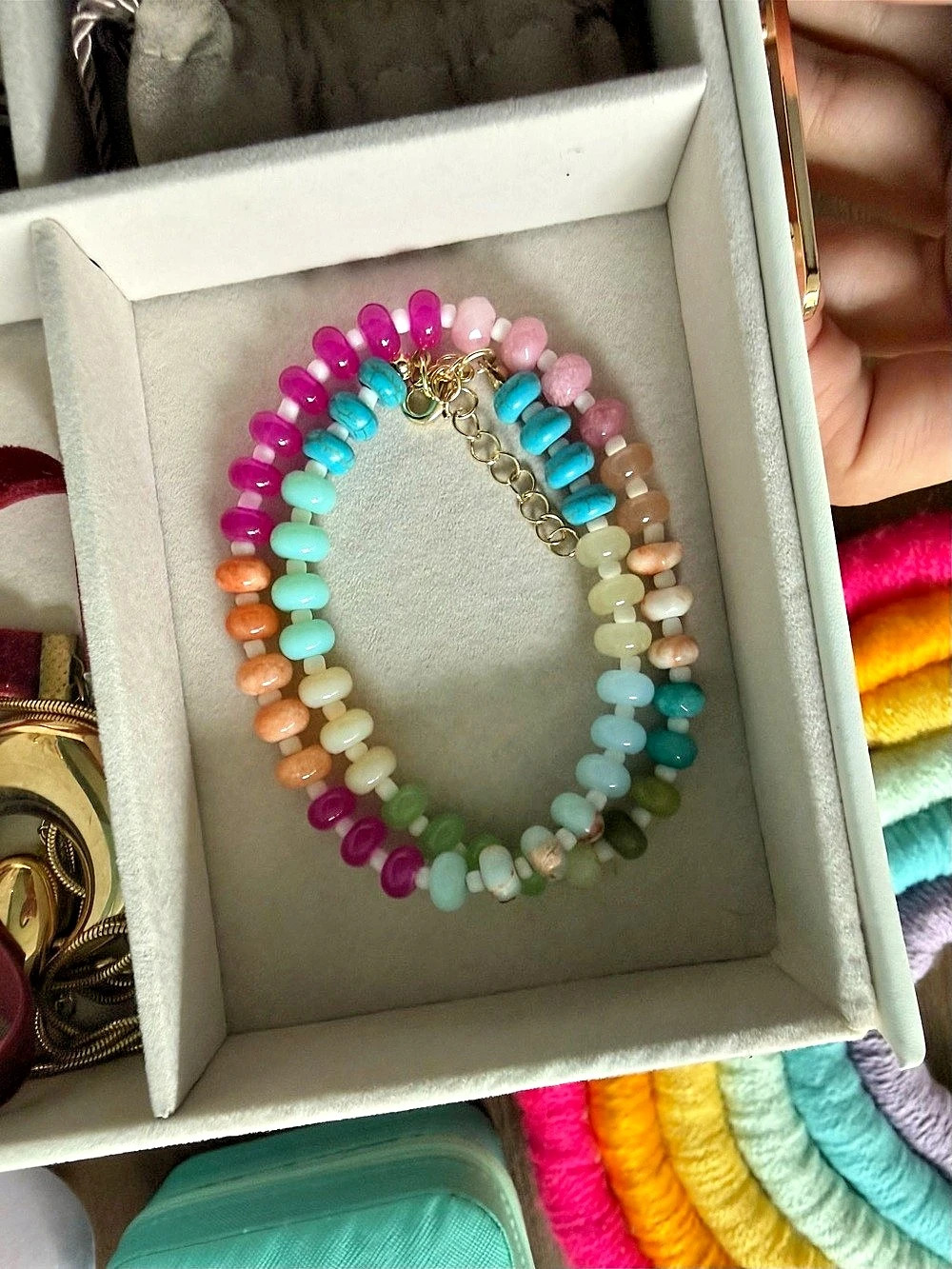 Multicolor Rainbow Beaded Necklace NEW